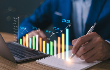 An upward growth chart
